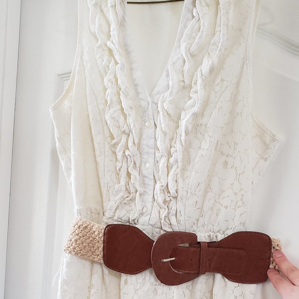 Floral-laced White Dress